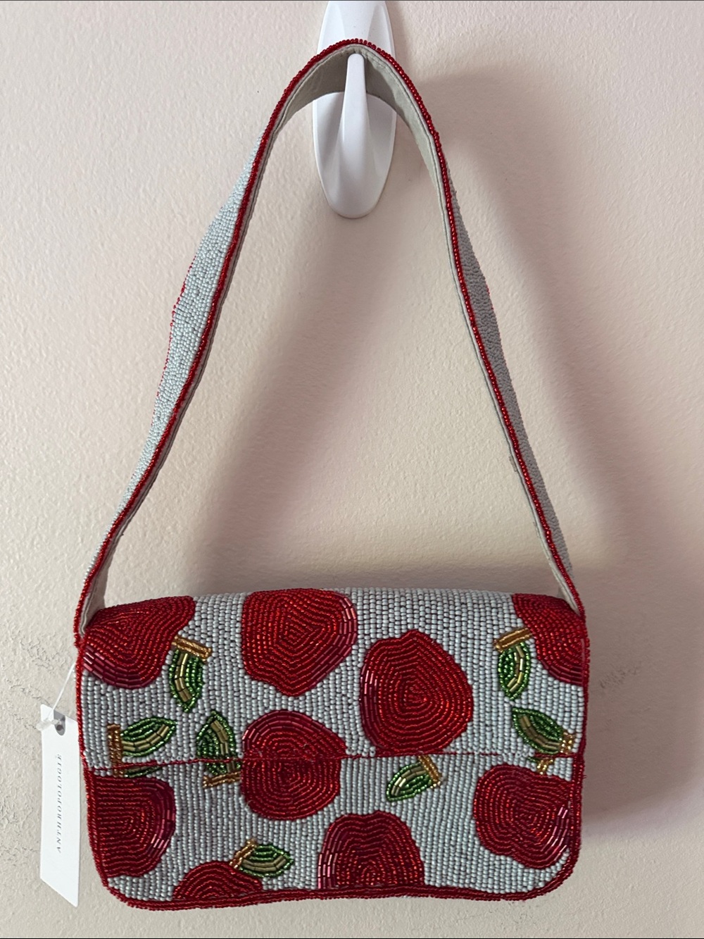 Anthropologie Fiona Beaded Bag Food and Drink Edition Apple Bag